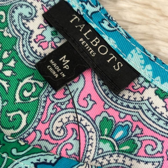 Talbots Womens Blouse Paisley Criss Cross Back Flutter Sleeves Size M Petite NWT - Picture 5 of 7